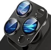 WSKEN for iPhone 15 Pro/iPhone 15 Pro Max Camera Lens Protector, [Upgrade Strong Adhesion][Night Shooting Mode] Alloy Metal Camera Screen Protector Shatterproof Cover Film Accessories,Black Titanium