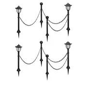 Solar Lights 4 pcs with Chain Fence and Poles vidaXL