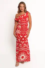 [PUP52] Brigid Midi Dress - Sunburst XS Red