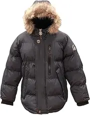 [J. Whistler] Golden Peak Boys Puffer Jacket Waterproof Winter Coat with Snorkel Hood Faux Fur Sizes 4-20