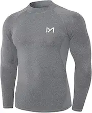 [MEETYOO] Men’s Compression Base Layer, Men Top Long Sleeve T-Shirt Sports Gear Fitness Tights for Running Gym Workout, Hemp Gray, XL