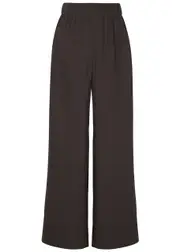 Eileen Fisher Wide-leg Silk Crepe de Chine Trousers - Dark Brown - XS XS