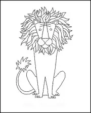 Rug Hooking Pattern "LION" on natural linen 53x36