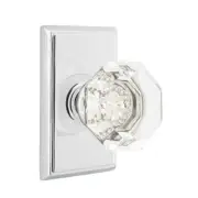 Emtek Old Town Clear Crystal Knob Privacy Rectangular Rosette Polished Chrome