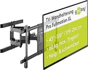 Goobay Pro Fullmotion Wall Mount for TV Size 43-100, Black, X-Large