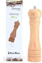 Ein Blau Wooden Pepper Mill or Salt Mill - Ceramic Blades and Adjustable Coarseness, Best Refillable Multi-Purpose Grinder for Salt, Pepper, Spice, Herb, Sesame Seed (22cm Oak)