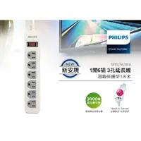 在飛比找蝦皮購物優惠-飛利浦 PHILIPS 一開六插電源延長線 白(新安規) S