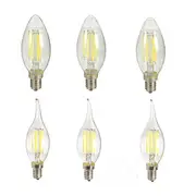 ZX Dimmable E14 6W LED Filament Light Glass House Bulb Lamps 110V 220V Candle Light chandelier CANDLE AC110V PURE WHITE