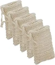 [LRXIYODE] 5Pcs Cotton Linen Soap Pouches Exfoliating Bath Saver Bags with Drawstring for Easy Soap Storage Body Washing Scrubber for Showers and Maintaining Skin Health