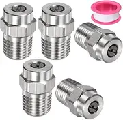 uxcell 5 Pack Surface Clean Tips - 15 Degree 1/4" NPT Male Pressure Washer Nozzles Cleaner Nozzle Replacement, Stainless Steel with Sealing Tape, Apply to Water Guns (1.236mm Orifice)