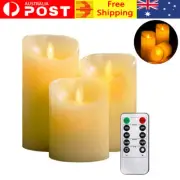 3X Flameless LED Timer Candle WarmWhite Moving Dancing Wick Battery Operated AU