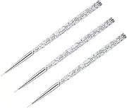 WOFASHPURET 3pcs Nail Art Brush Set Precision Nail Drawing Liner Pens with Marbling Handle for Manicure for Professional DIY Use