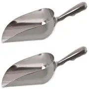 Commercial Grade 12 oz Silver Food Scoop with Ergonomic Handle 2 Pack