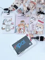 NEW Cute Cat Swipe Work Kpop Opal Card Holder Security ID Tag Hang Lanyard Strap