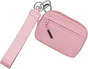 [Generic] Keychain Card Wallet, Keychain Wristlet Wallet, Key Chain Zip Bag, Waterproof Nylon Key Chain Wallet, Compact Credit Card Wallet with Hand Strap for Protection and Safety, Pink, 説明を参照してください