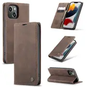 CaseMe iPhone 15 Plus Classic PU Leather Folio Case Cover Apple 2023 [Coffee]