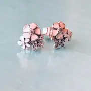 Brand New Genuine Pandora Poetic Blooms Mixed Enamel Stud CZ Earrings 290686ENMX