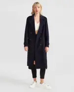 [Belle & Bloom] Front Runner Wool Blend Belted Coat - Navy