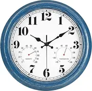 JENLYSTIME 13 Inch Retro Waterproof Temperature and Humidity Wall Clock(Blue)