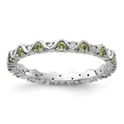 Sterling Silver Stackable Diamond & Peridot Ring Size 6 1.73gm Gift for Mother