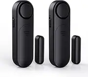 AKOYU Window and Door Alarm When Opened (2 Pack) for Kids Safety/Home Security, Wireless Opening Sensor Alarms for Sliding Glass Door, 120dB Burglar Alert, Ideal for Business,Garage,Apartment, Black