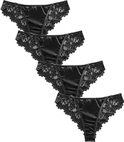 [KEOYA] Women Sexy Lace Underwear Satin Silk Panties Breathable Stretch Briefs