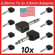 10 Pack 6.35mm Stereo Plug to Two 3.5mm Mono Jacks Adapter 1/4" to 1/8" Splitter