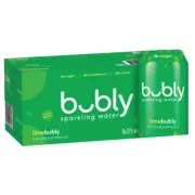 8pc Bubly Lime Flavoured Carbonated/Sparkling Water Soda Drink Cans 375ml