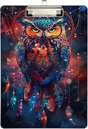 Colorful Owl Dream Catcher Sky Clipboards, Low Profile Soccer Clipboard for Coaches, A4 Letter Size 12.5 x 9 Inches Silver Clip