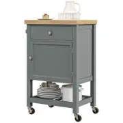 Kitchen Cart on Wheels with Rubber Wood Top Small Rolling Mobile Kitchen Island