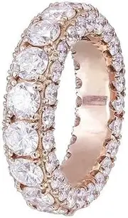 [HEARTS AND YOU] 5ct Round Cut Moissanite Ice Exquisite Eternity Wedding Band Rose Gold Plated
