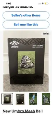 New Umbro Mesh Ball Bag With Drawstring Holds 10 Soccer Balls Free Shipping