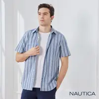 在飛比找momo購物網優惠-【NAUTICA】男裝設計直條紋短袖襯衫(藍色)