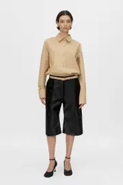 Contour Leather Bermuda Short in Black - CAMILLA AND MARCÆ C&M