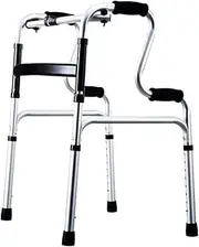 Walker,Walking Frame Lightweight Folding Walker Aluminium Adjustable Height Walking Frame with Wheels and Seat Walking Mobility Aid Little Surprise