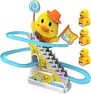 Duck Toy Stairs Climb Set, Electric Climbing Duck with Music and LED Lights, Early Learning Interactive Escalator Toy for Children Ages 3 and Up, Engaging Playset for Development and Entertainment