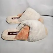 Sorel Go Mail Run Faux Fur Cotton Slippers, House Shoes Orange Cream, Size 9