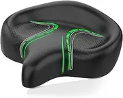 [BLUEWIND] Oversized Bike Seat, Wide Bicycle Saddle Novel Backrest Design for Electric Bike, Universal Fit Exercise Bike or Road Stationary Bike Seat Cushion for Men & Women