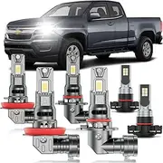 HUOKEDS for Chevy Colorado 2013-2022 Fog Lights Bulbs Combo, 6pcs Super Bright White Multi Beam Fog Lights Blubs Package, 1:1 as Stock Size, Plug and Play