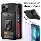 Case for iPhone 13 12 Pro Max Heavy Duty Shockproof Slide Camera Card Slot Cover