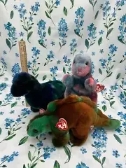 Ty Beanie Buddy “Bronty” “Steg” “Rex” Set of 3 Dinosaurs Tie Dyed RARE BUDDIES
