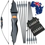 30lbs Archery Takedown Recurve Bow Carbon Arrows tri-bladed Arrowhead Hunting