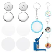 10 Sets Button Maker Supplies 32mm / 1.26 Inch Blank Keychain Button Parts, Blue
