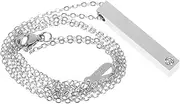 [Anneome] Stainless Steel Diamond Necklace Necklaces Couples Necklace Mens Necklace Chains Stainless Steel Necklace Pendant Women Neck Chain Metal Bar Neck Chains Bar Necklace Zircon Silver