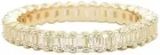 [HEARTS AND YOU] 2.5ct Wedding Ring Band Emerald Cut Moissanite Full Eternity Yellow Gold Plated