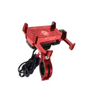 Aluminum Alloy Motorcycle Handlebar QC 3.0 USB Fast Charging Phone Holder For 3.5-6.5 inch Smart Phone RED COILOR