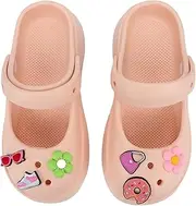 [BEARAE] Women's Garden Clogs Slip on Garden Shoes Cute Mary Jane Slides with DIY Charms, Quick Drying Water Shoes Sandals