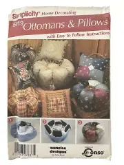 5019 Simplicity Sewing Pattern Decorative Throw PILLOWS OTTOMANS Sunrise Designs