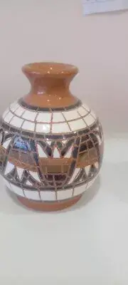 Handmade Pottery and Mosaic Vase, Mosaic Effect Jordan, Height 15CM