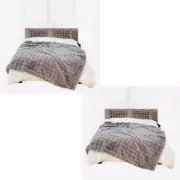 NNEAGS 2X 200cm Grey Fur Fuzzy Super Soft and Cozy Fluffy Throw Blanket